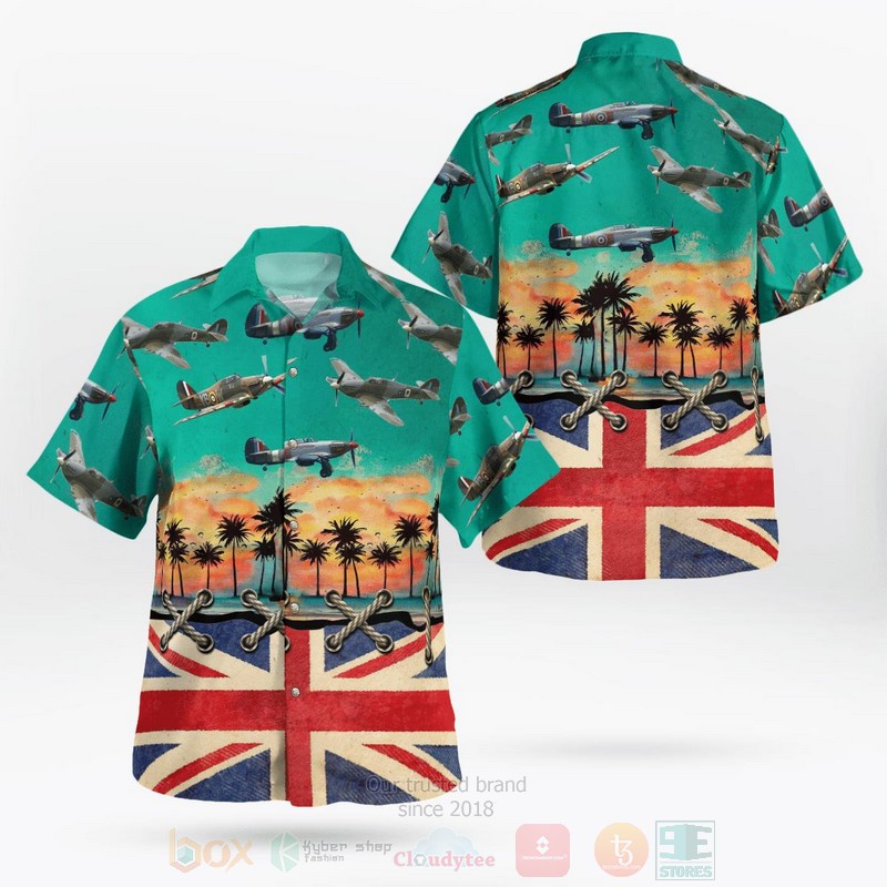 BEST RAF Battle of Britain Memorial Flight Hawker Hurricane Mk2C 3D Aloha Shirt