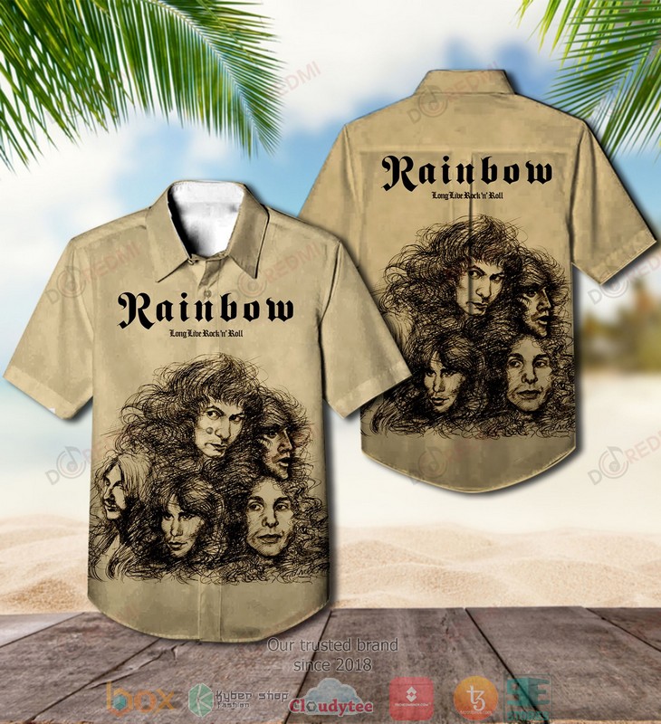 BEST Rainbow Band Long Live Rock 'N' Roll Aloha Shirt word3
