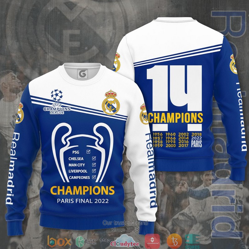 Real Madrid Champions League Paris Final 2022 3D Shirt, Hoodie 3 Real Madrid Champions League Paris Final 2022 3D Shirt, Hoodie word2
