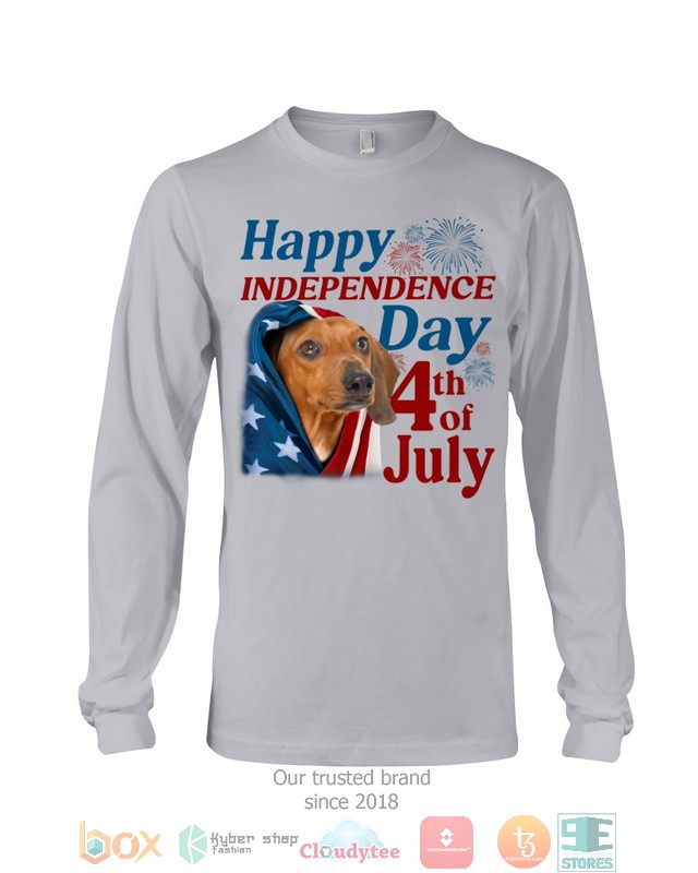 Red Dachshund Happy Independence Day 4th Of July Shirt, Hoodie word3
