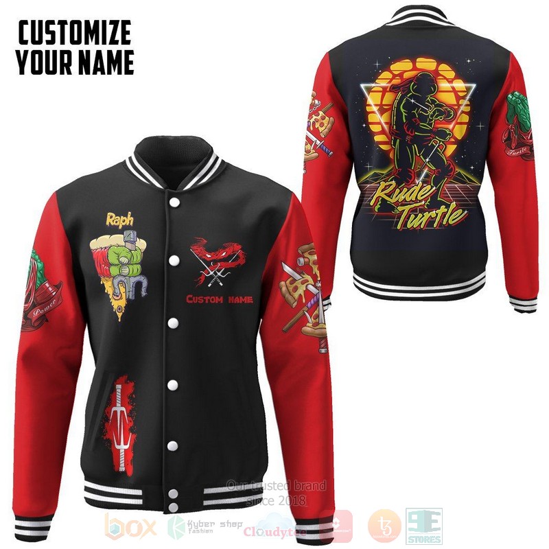 BEST Red Raphael Raph TMNT Red Cosplay Custom Name Unisex Baseball Jacket