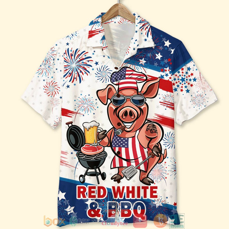 Red White And BBQ Grill Hawaiian Shirt