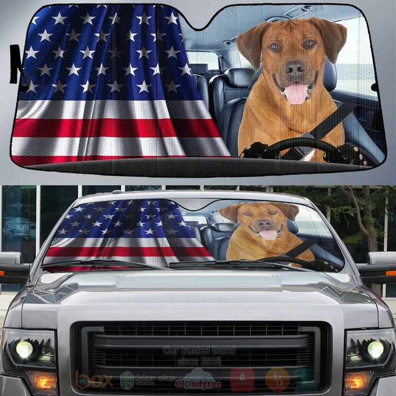 BEST Rhodesian Ridgeback And American Flag Independent Day Car Windshield Sunshade