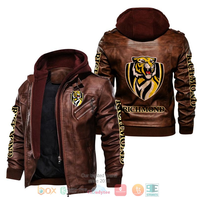 NEW Richmond Football Club Richmond Tigers PU Leather Jacket 4 NEW Richmond Football Club Richmond Tigers PU Leather Jacket word2