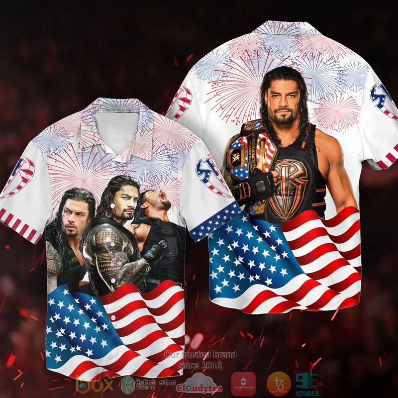 Roman Reigns WWE Independence day Hawaiian Shirt word3