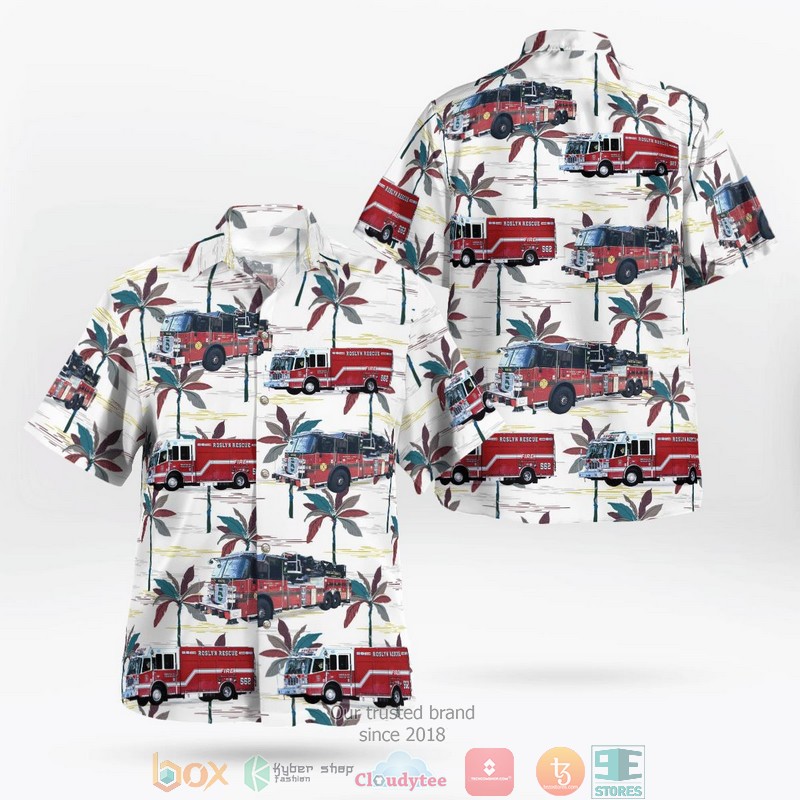 NEW Roslyn Rescue Roslyn Heights New York Aloha Shirt word1