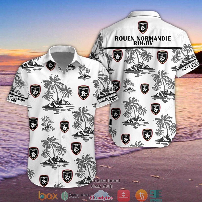 Rouen Normandie Rugby Hawaiian Shirt, Beach Short 4 Rouen Normandie Rugby Hawaiian Shirt, Beach Short word1