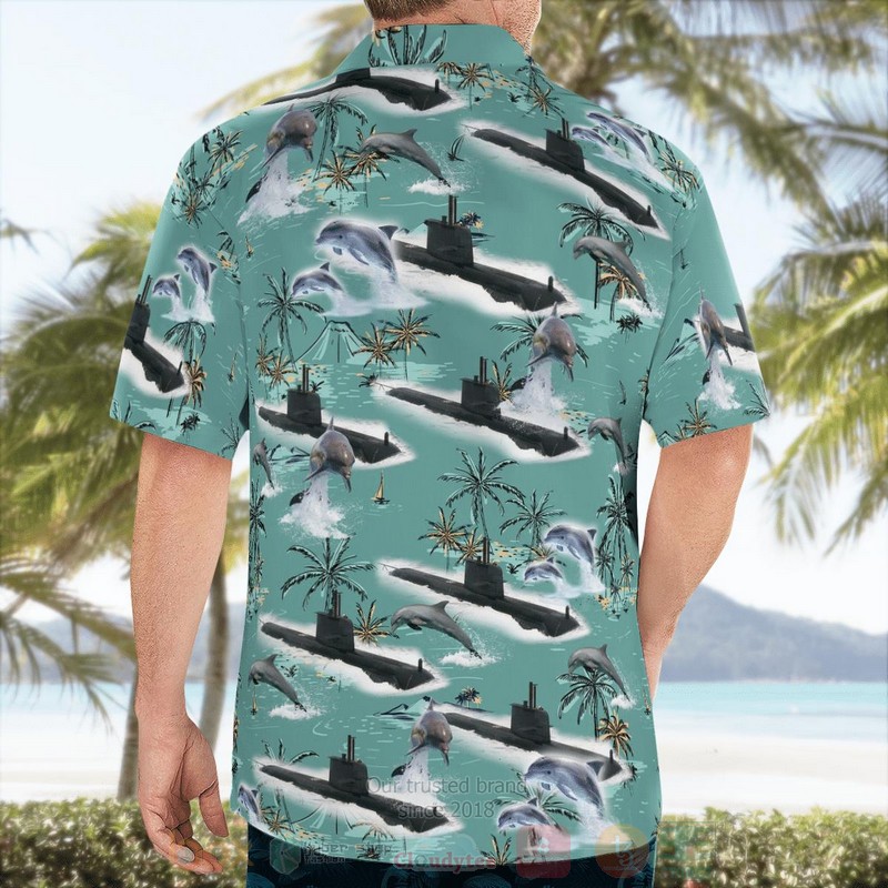 BEST Royal Australian Navy HMAS Collins SSG 73 and Dolphin 3D Aloha Shirt word1
