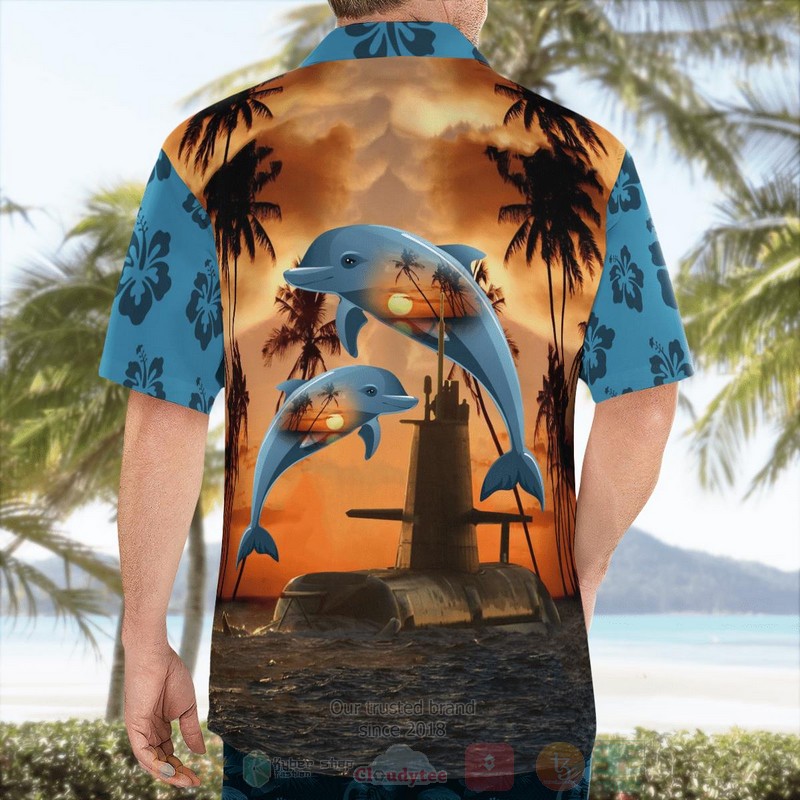 BEST Royal Australian Navy HMAS Waller SSG 75 and Dolphin 3D Aloha Shirt word2