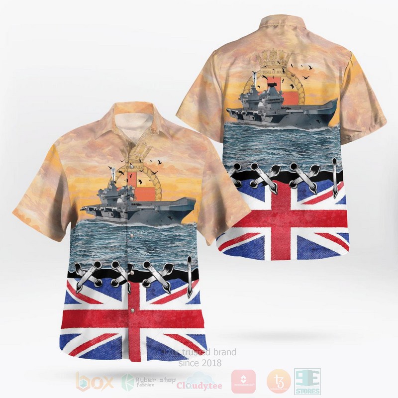 BEST Royal Navy HMS Prince of Wales R09 3D Aloha Shirt word2