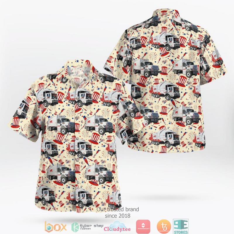 Rumpke Waste n Recycling Garbage Truck Independence Day Hawaiian Shirt word3