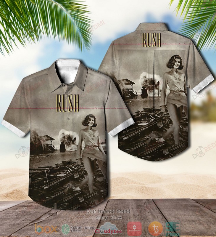 BEST Rush Band Permanent Waves Aloha Shirt word2
