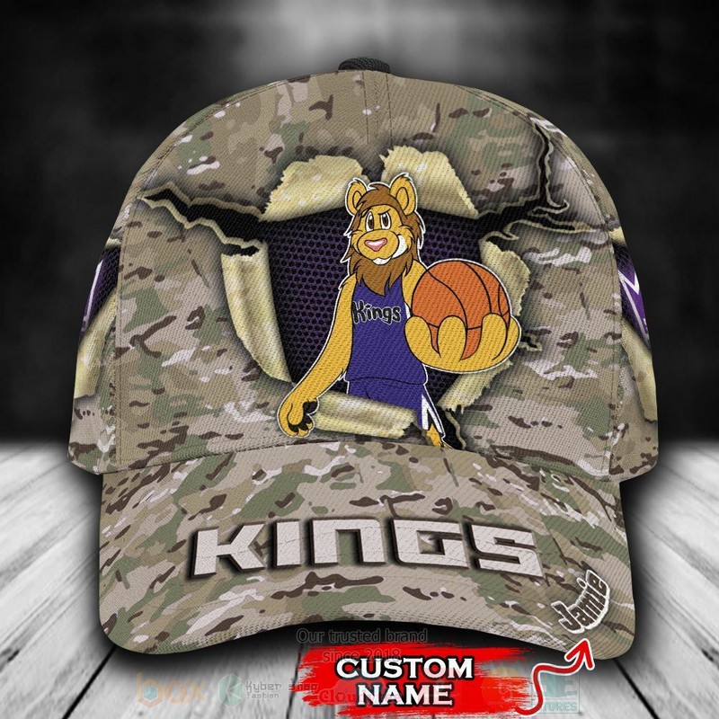 BEST Sacramento Kings Camo Mascot NBA Team Custom Name 3D Cap word3