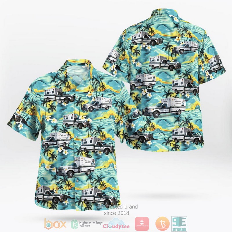 Salt Lake City Utah Gold Cross Ambulance Aloha Shirt word1