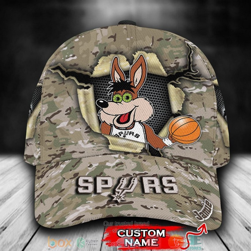 San Antonio Spurs Camo Mascot NBA Custom Name Cap word3