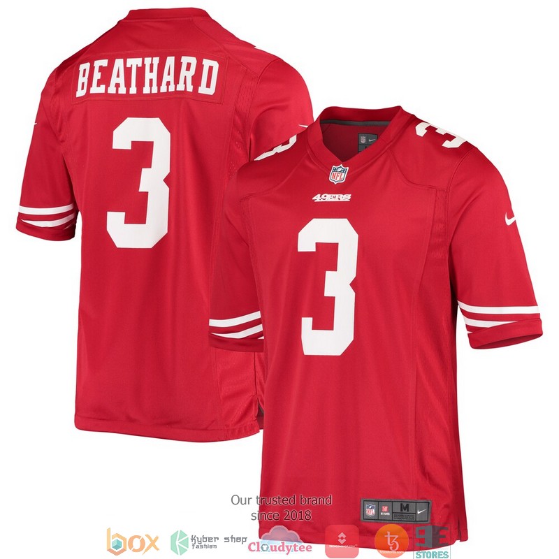 San Francisco 49ers C.J. Beathard Scarlet Game Football Jersey word3