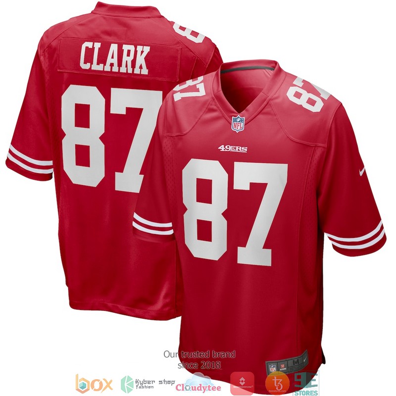 San Francisco 49ers Dwight Clark 87 Scarlet Game Retired Football Jersey 3 San Francisco 49ers Dwight Clark 87 Scarlet Game Retired Football Jersey word1