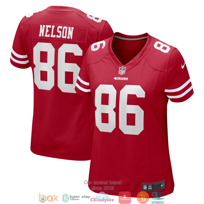 San Francisco 49ers Kyle Nelson Scarlet Football Jersey 1 San Francisco 49ers Kyle Nelson Scarlet Football Jersey word1