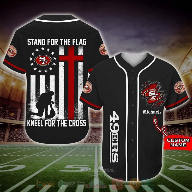 BEST San Francisco 49ers Custom Black AOP Baseball Jersey word3