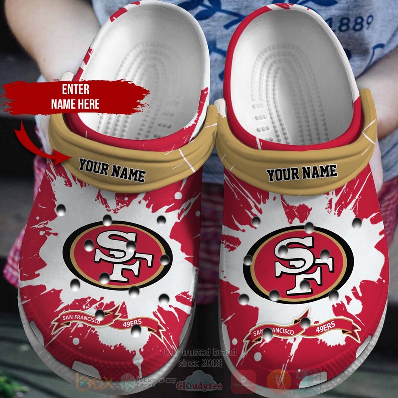 BEST San Francisco 49ers NFL Custom Name Red Pattern Crocs Crocband Shoes