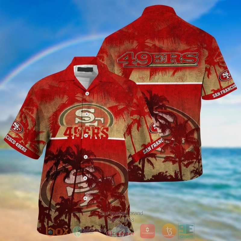 NEW San Francisco 49ers palm tree Hawaii Shirt word3