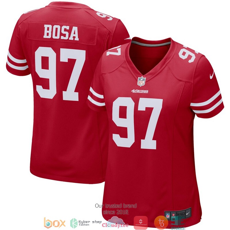San Francisco 49ers Nick Bosa Scarlet Game Football Jersey word2