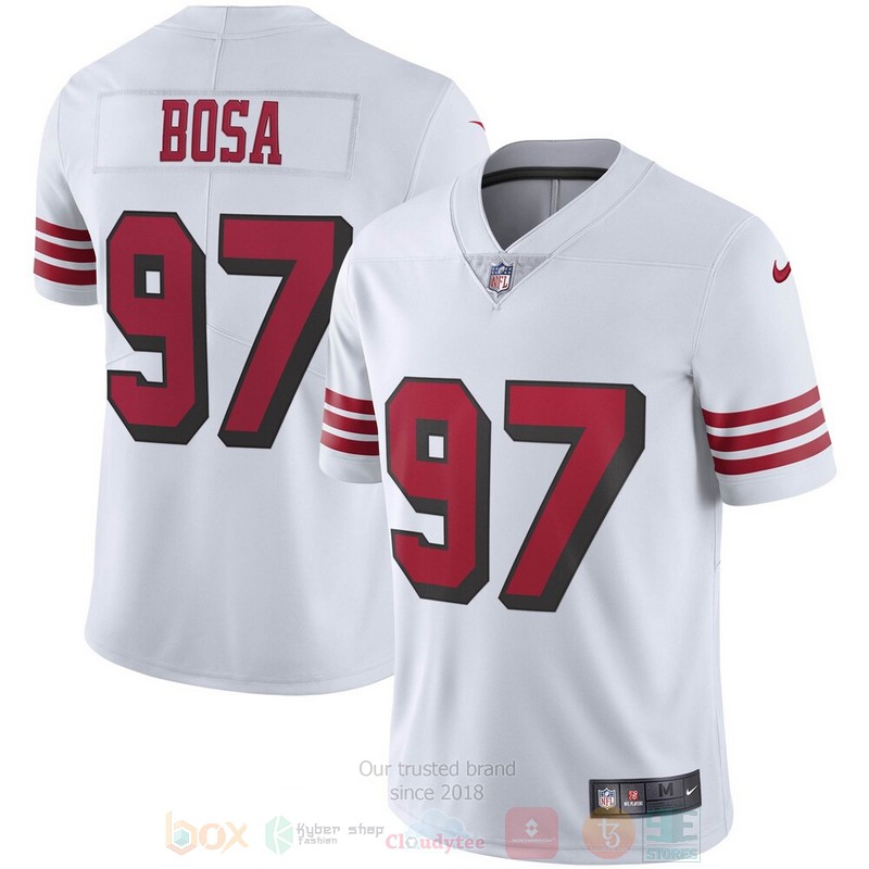 BEST San Francisco 49ers Nick Bosa White Vapor Untouchable Rush Jersey Football word3