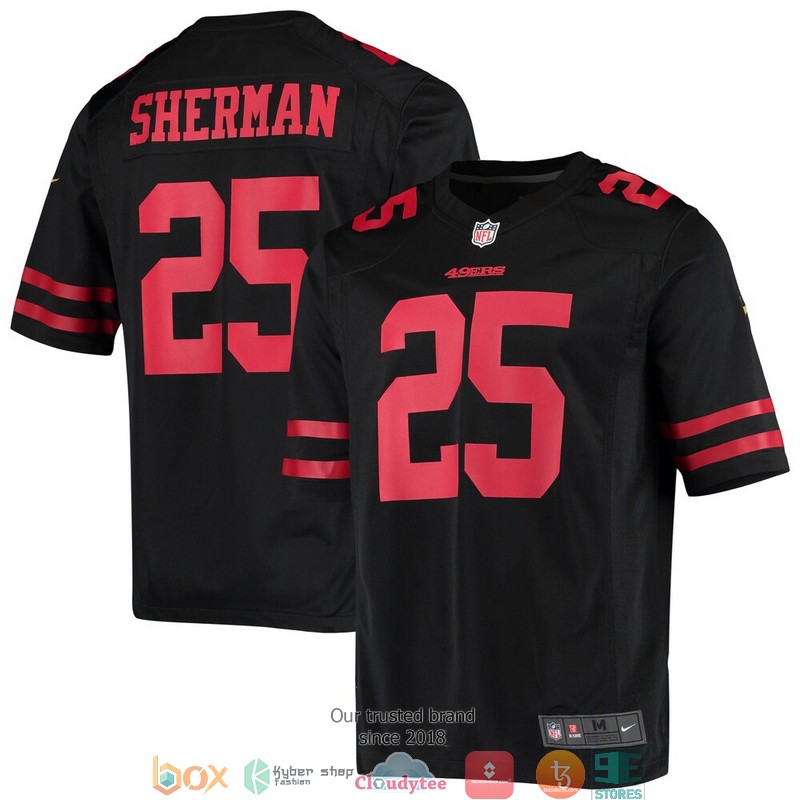 San Francisco 49ers Richard Sherman Black Game Football Jersey word3
