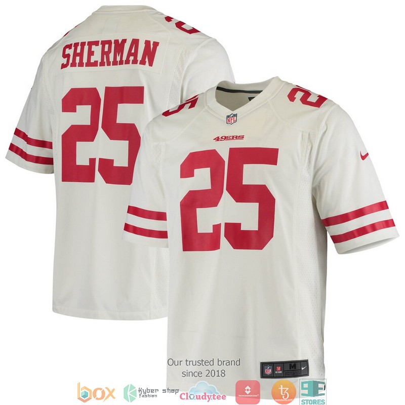 San Francisco 49ers Richard Sherman White Game Football Jersey word3