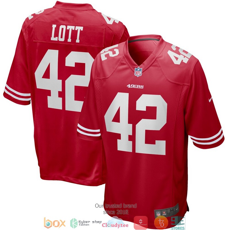 San Francisco 49ers Ronnie Lott Scarlet Game Retired Football Jersey word3
