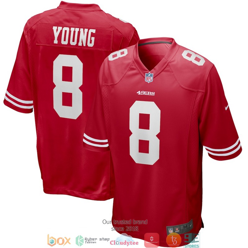 San Francisco 49ers Steve Young 8 Scarlet Game Retired Football Jersey word3