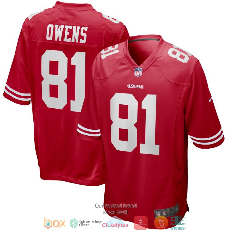 San Francisco 49ers Terrell Owens Scarlet Game Retired Football Jersey word1