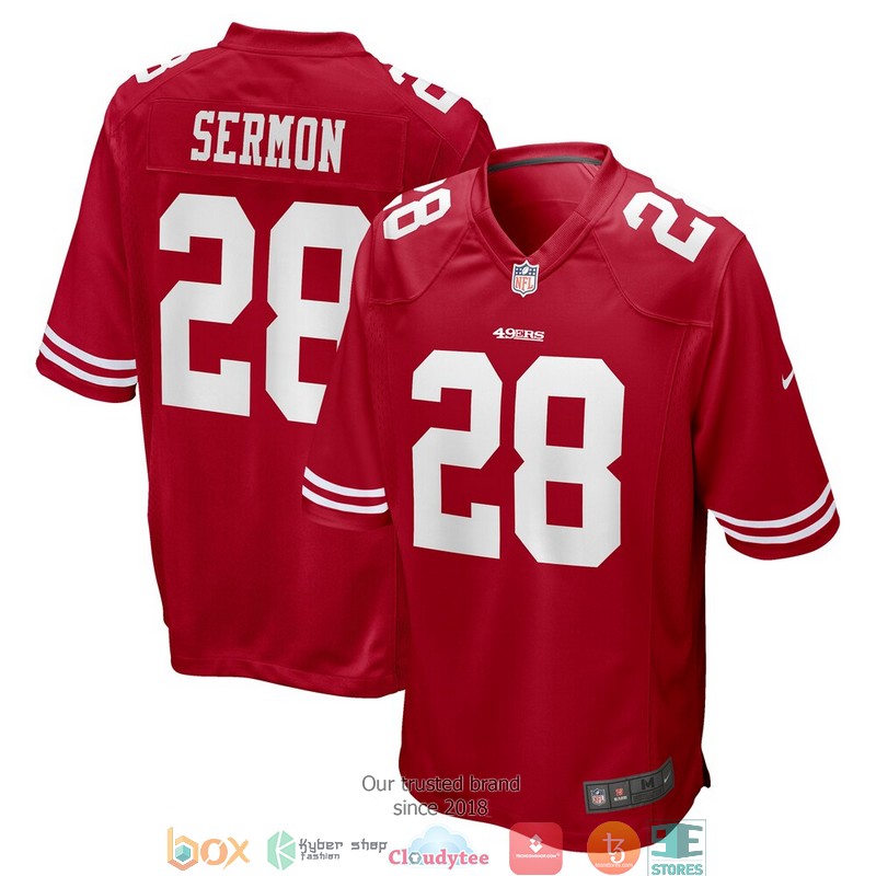 San Francisco 49ers Trey Sermon Scarlet 2021 NFL Draft Pick Football Jersey word2