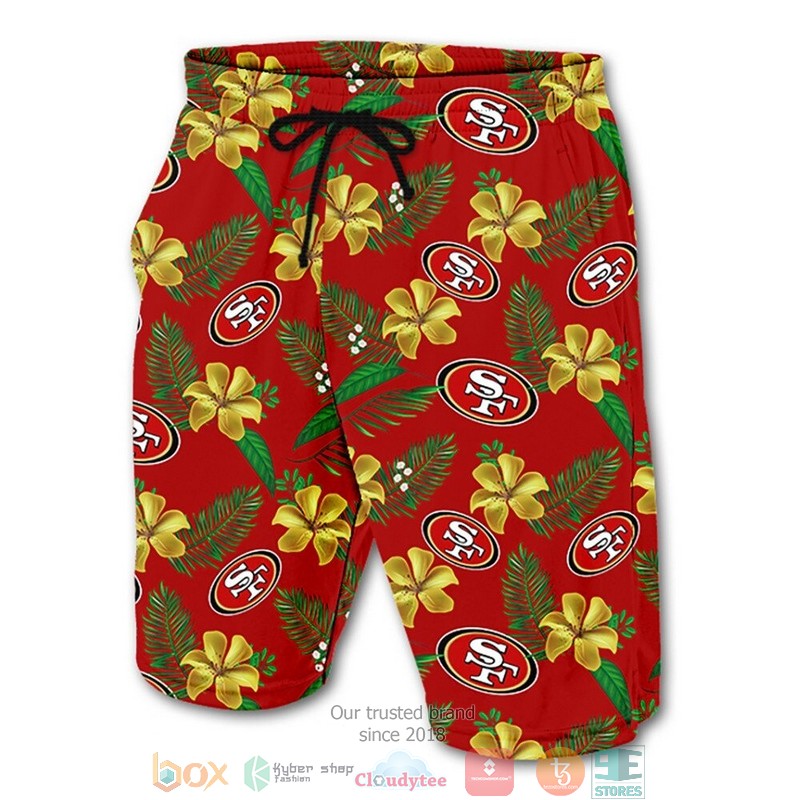 HOT San Francisco 49ers flowers Beach Shorts word1
