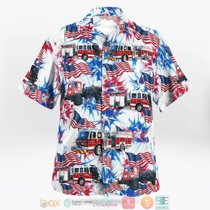 Sanibel Florida Sanibel Fire Rescue District 4th Of July Hawaii 3D Shirt word3