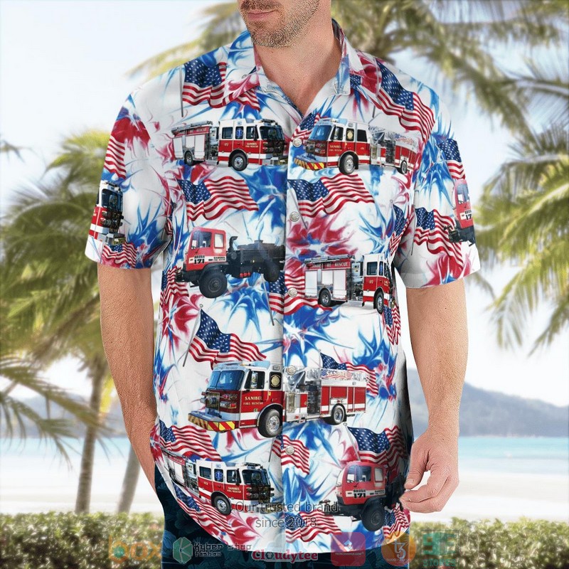 Sanibel Florida Sanibel Fire Rescue District 4th Of July Hawaii 3D Shirt word3