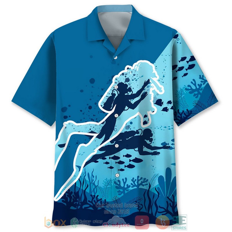 NEW Scuba Diving blue Hawaiian Shirt 7
