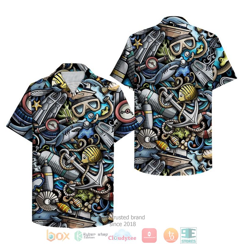 Scuba diving Cartoon Hawaiian Shirt