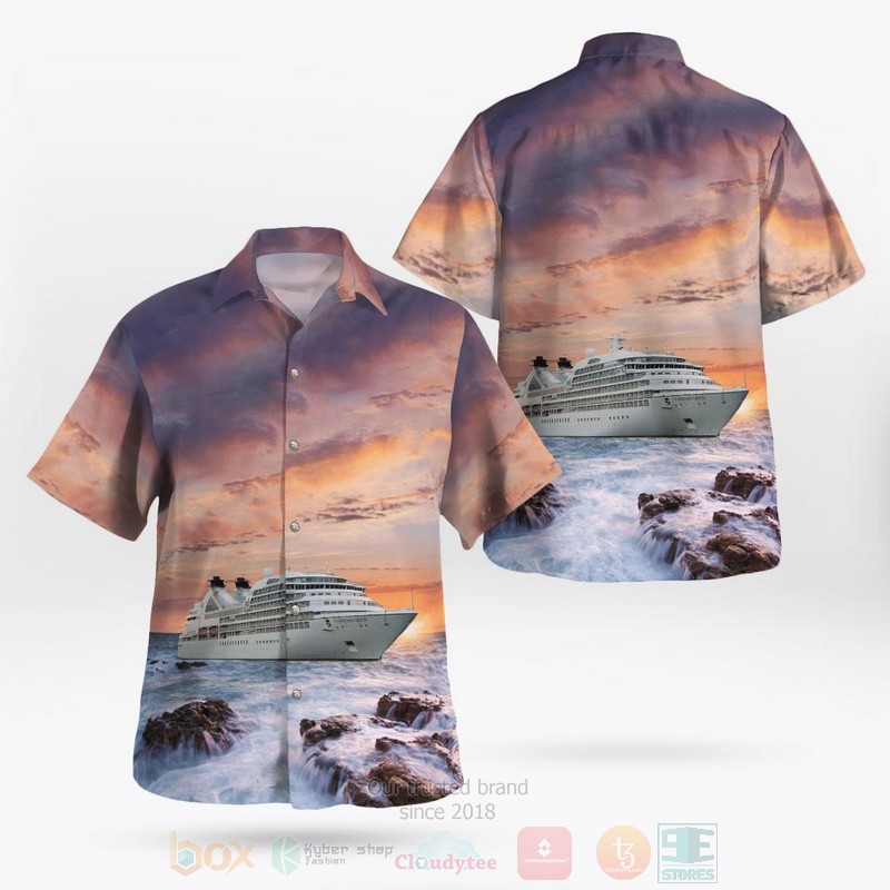 BEST Seabourn Cruise Line Seabourn Quest 3D Aloha Shirt word3