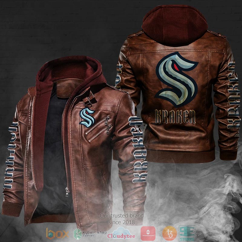 NEW Seattle Kraken PU Leather Jacket 1 NEW Seattle Kraken PU Leather Jacket word1