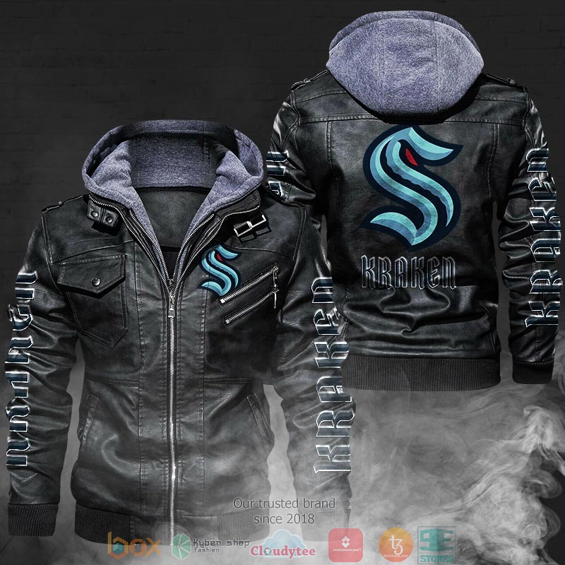 NEW Seattle Kraken PU Leather Jacket 2 NEW Seattle Kraken PU Leather Jacket word1