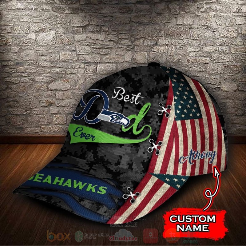 BEST Seattle Seahawks Best Dad NFL Team Custom Name 3D Cap 3 BEST Seattle Seahawks Best Dad NFL Team Custom Name 3D Cap word3