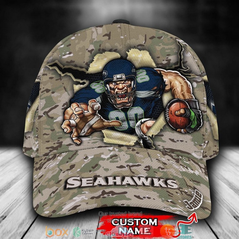 Seattle Seahawks CAMO Mascot NFL Custom Name Cap word3