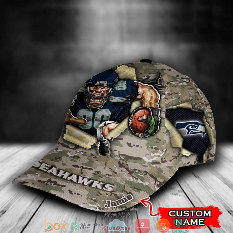 Seattle Seahawks CAMO Mascot NFL Custom Name Cap 2 Seattle Seahawks CAMO Mascot NFL Custom Name Cap word3