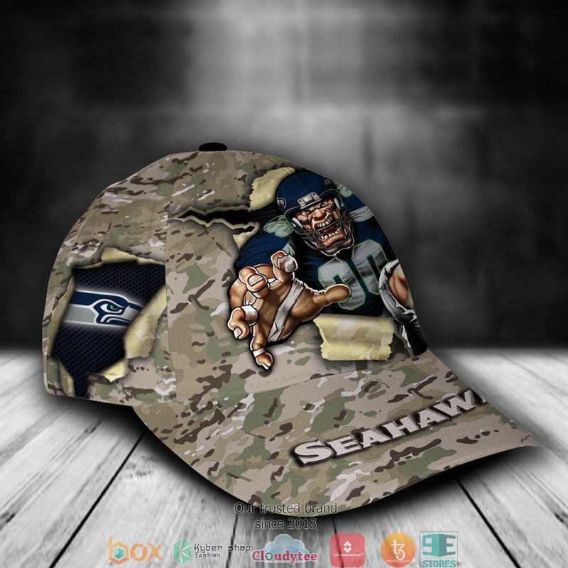 Seattle Seahawks CAMO Mascot NFL Custom Name Cap 3 Seattle Seahawks CAMO Mascot NFL Custom Name Cap word3