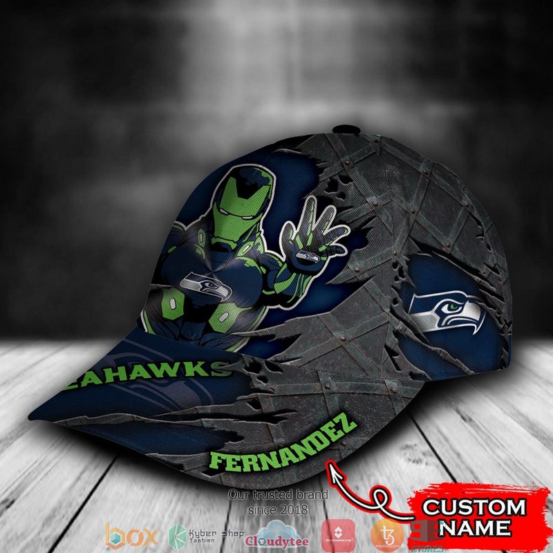 Seattle Seahawks Iron Man NFL Custom Name Cap 3 Seattle Seahawks Iron Man NFL Custom Name Cap word3