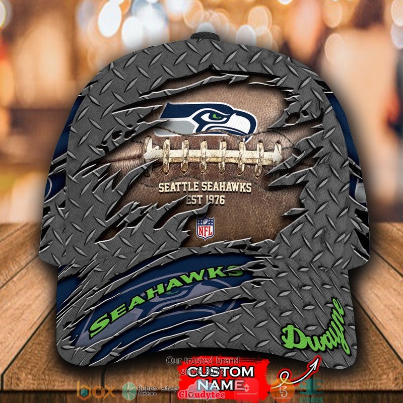 Seattle Seahawks Luxury NFL Grey Custom Name Cap word3