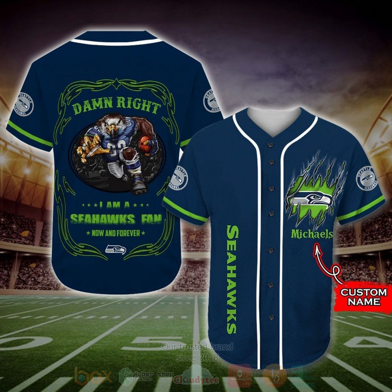 BEST Seattle Seahawks Mascot Custom AOP Baseball Jersey word2
