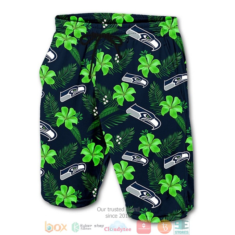 HOT Seattle Seahawks flowers Beach Shorts 1 HOT Seattle Seahawks flowers Beach Shorts word2