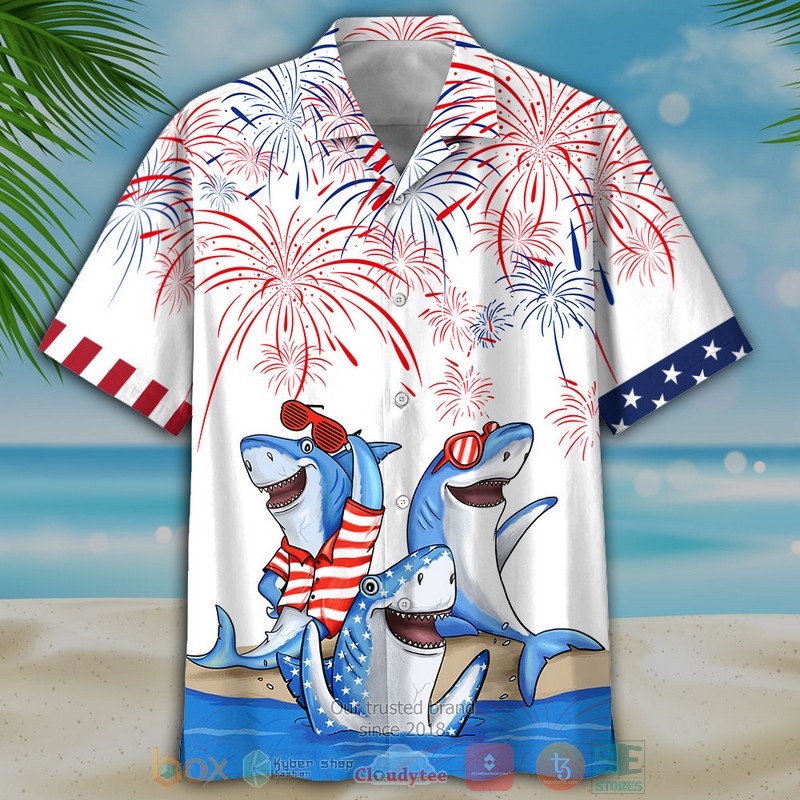 New Shark Independece Day Hawaii Shirt, Shorts Word1
